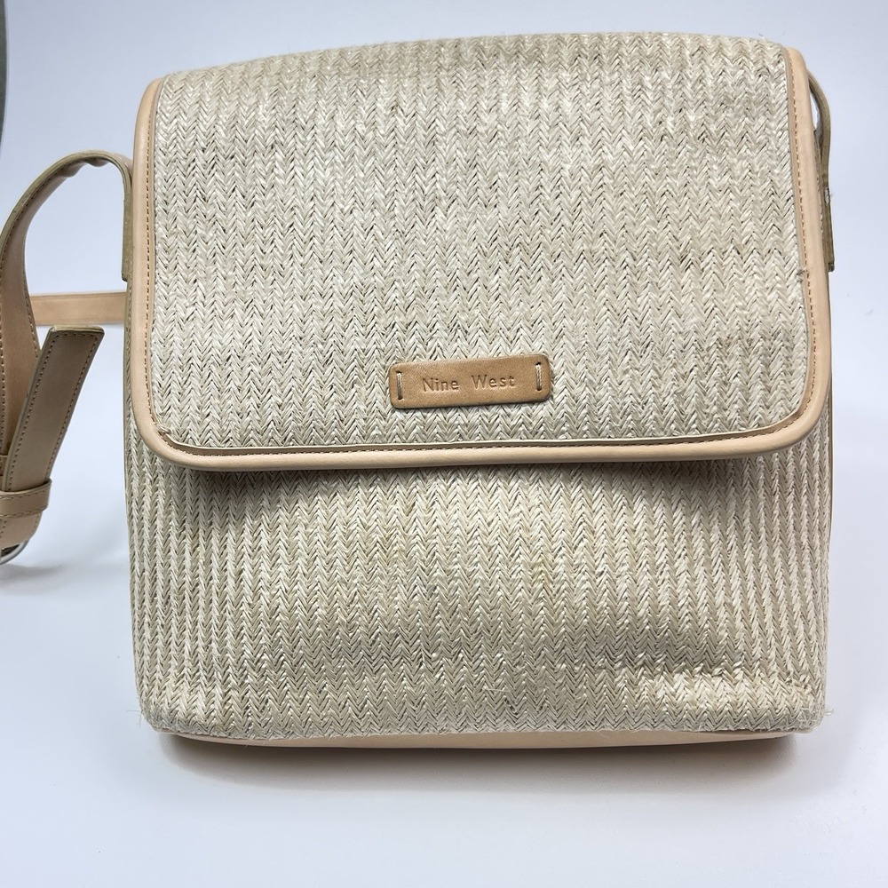 Nine West Woven Shoulder Bag Gray Tote Purse Braided Straps Handbag Used Once